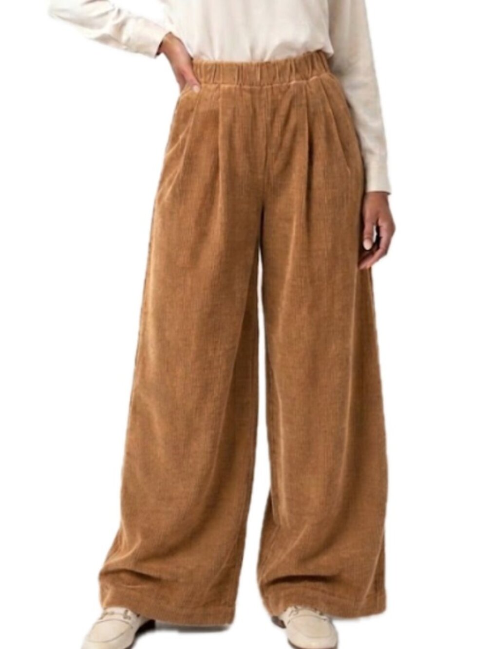 NWT Aerie | Corduroy Wide Leg Pull On Pants in Camel Tan | Size Medium
